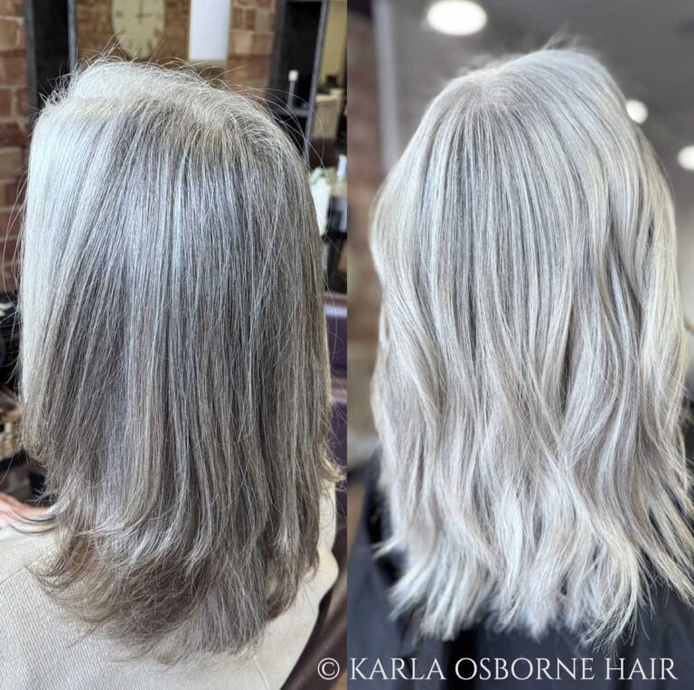 Karla Osborne Gray Blending on Gray Silver Hair Client 768x764